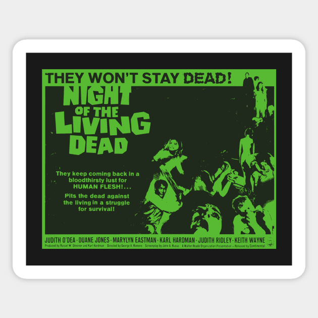 Green Night of the Living Dead Sticker by MondoDellamorto